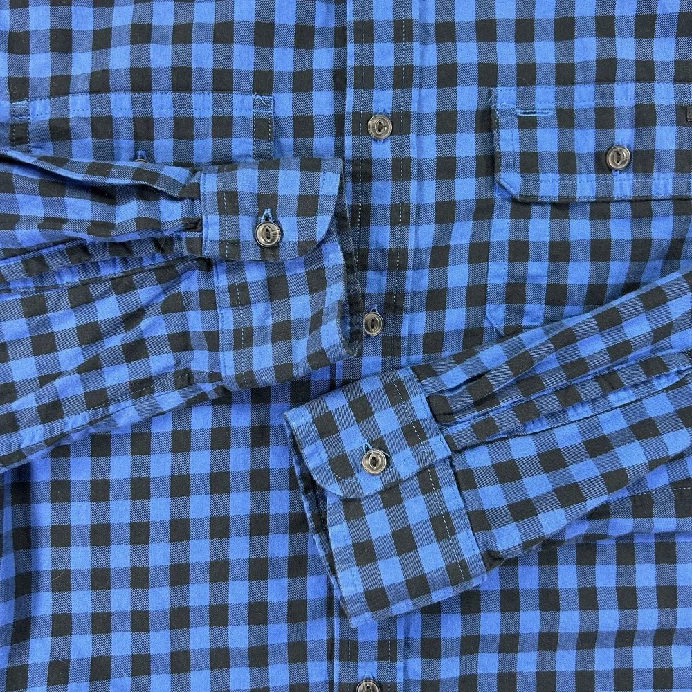 Polo‎ Ralph Lauren Youth Large 14-16 Blue Checkered Button Down Camp Pockets